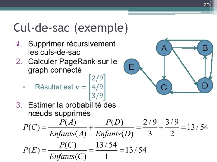 20 Cul-de-sac (exemple) • A B C D E 