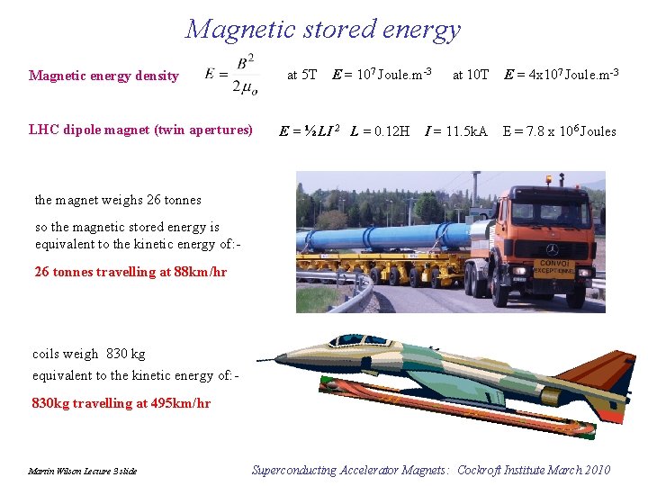Magnetic stored energy at 5 T Magnetic energy density LHC dipole magnet (twin apertures)