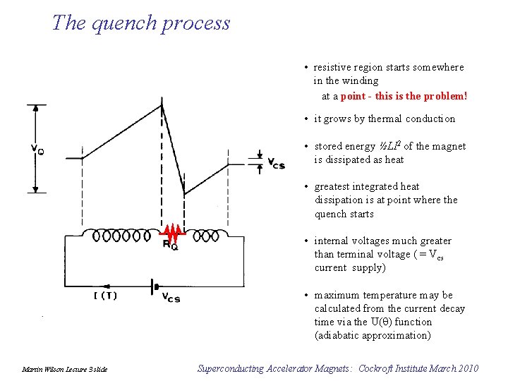 The quench process • resistive region starts somewhere in the winding at a point