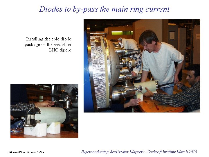 Diodes to by-pass the main ring current Installing the cold diode package on the