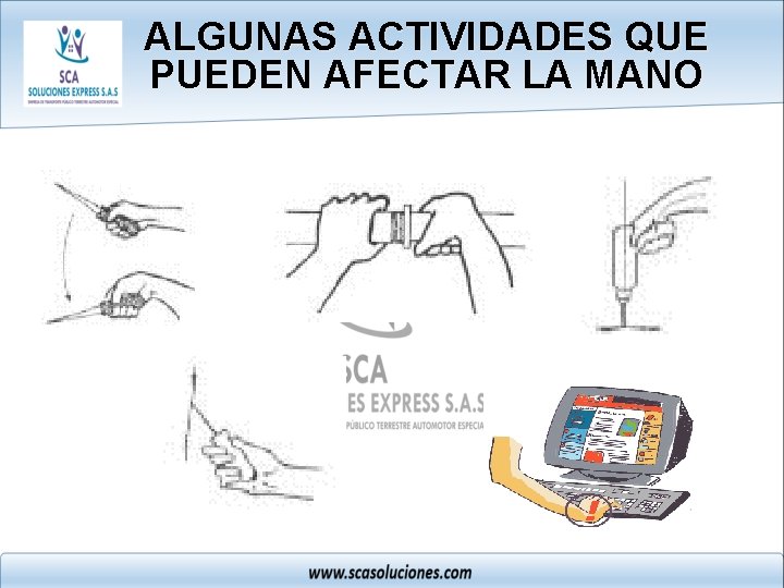 ALGUNAS ACTIVIDADES QUE PUEDEN AFECTAR LA MANO 