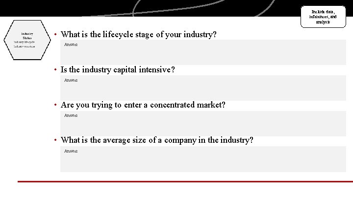 Include data, references, and analysis • What is the lifecycle stage of your industry?