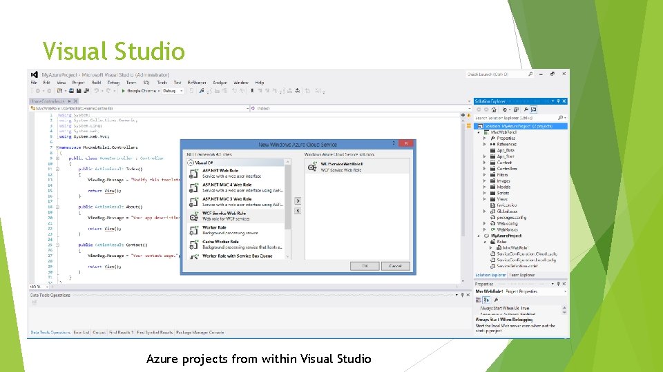 Visual Studio Azure projects from within Visual Studio 