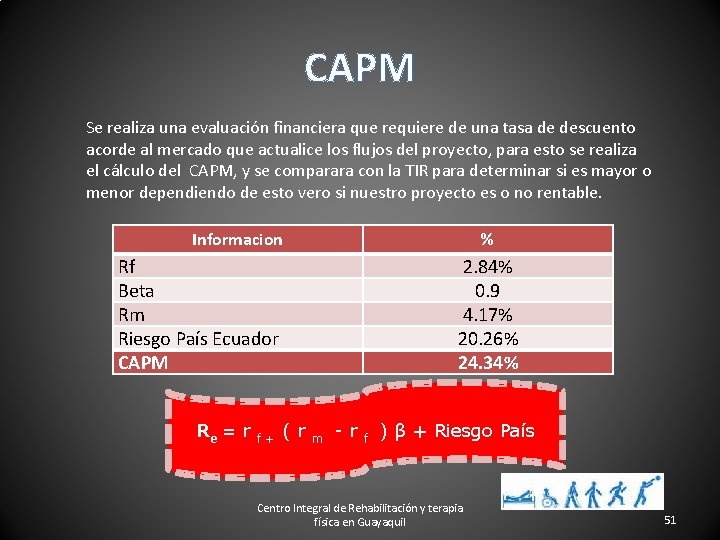 CAPM Se realiza una evaluación financiera que requiere de una tasa de descuento acorde