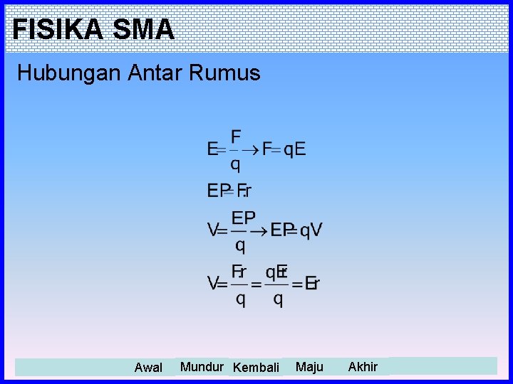 FISIKA SMA Hubungan Antar Rumus Awal Mundur Kembali Maju Akhir 