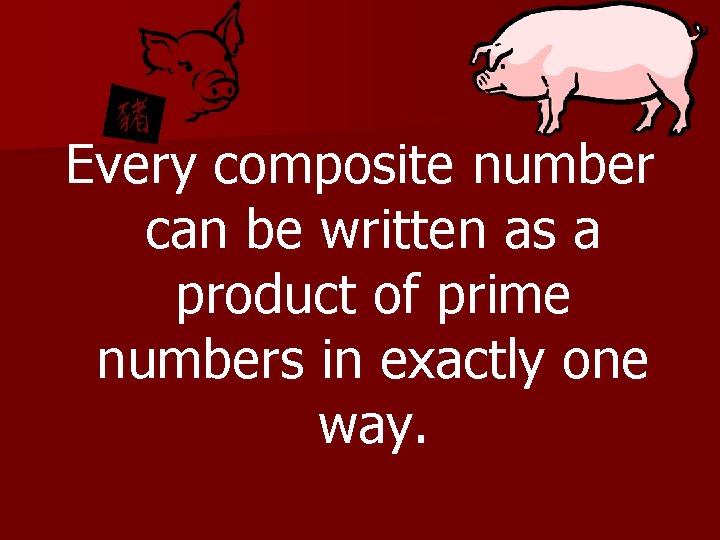 Every composite number can be written as a product of prime numbers in exactly Every composite number can be written as a product of prime numbers in exactly