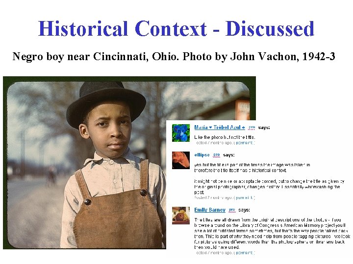 Historical Context - Discussed Negro boy near Cincinnati, Ohio. Photo by John Vachon, 1942