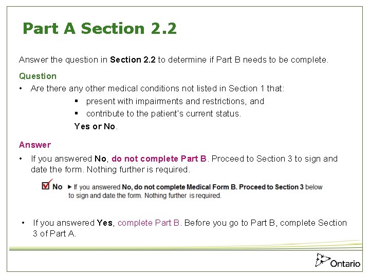 Part A Section 2. 2 Answer the question in Section 2. 2 to determine