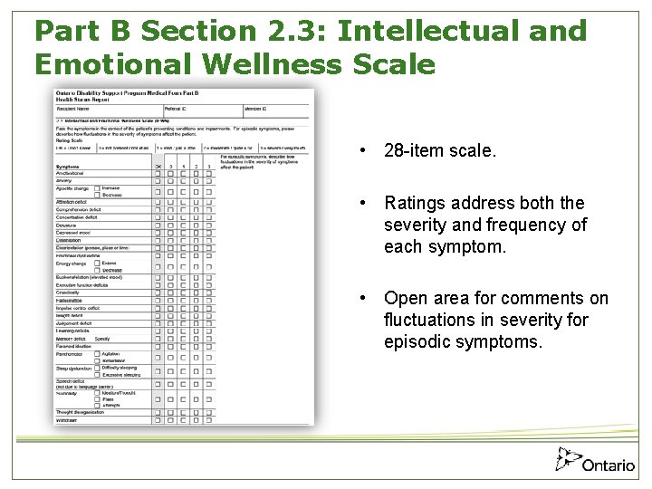 Part B Section 2. 3: Intellectual and Emotional Wellness Scale • 28 -item scale.