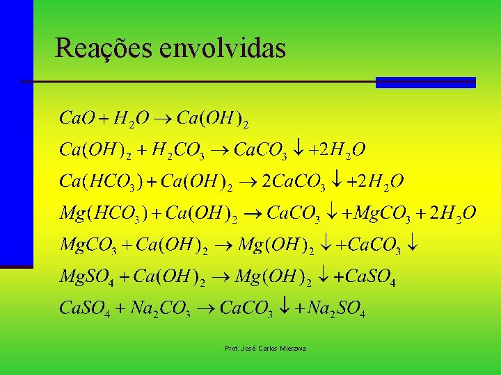 Reações envolvidas Prof. José Carlos Mierzwa 