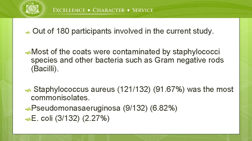 Out of 180 participants involved in the current study. Most of the coats were