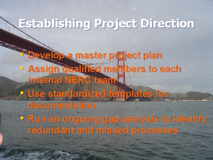 Establishing Project Direction • Develop a master project plan • Assign qualified members to
