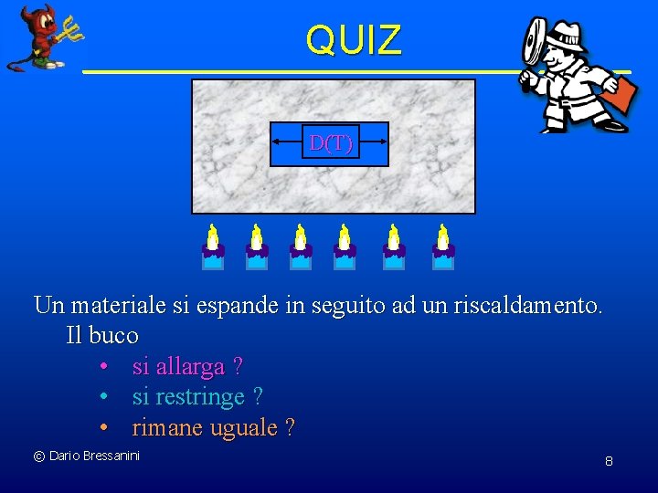 QUIZ D(T) Un materiale si espande in seguito ad un riscaldamento. Il buco •