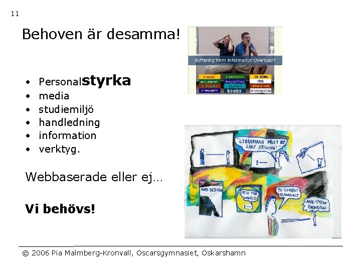 11 Behoven är desamma! • • • Personalstyrka media studiemiljö handledning information verktyg. Webbaserade