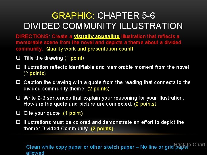 GRAPHIC: CHAPTER 5 -6 DIVIDED COMMUNITY ILLUSTRATION DIRECTIONS: Create a visually appealing illustration that GRAPHIC: CHAPTER 5 -6 DIVIDED COMMUNITY ILLUSTRATION DIRECTIONS: Create a visually appealing illustration that