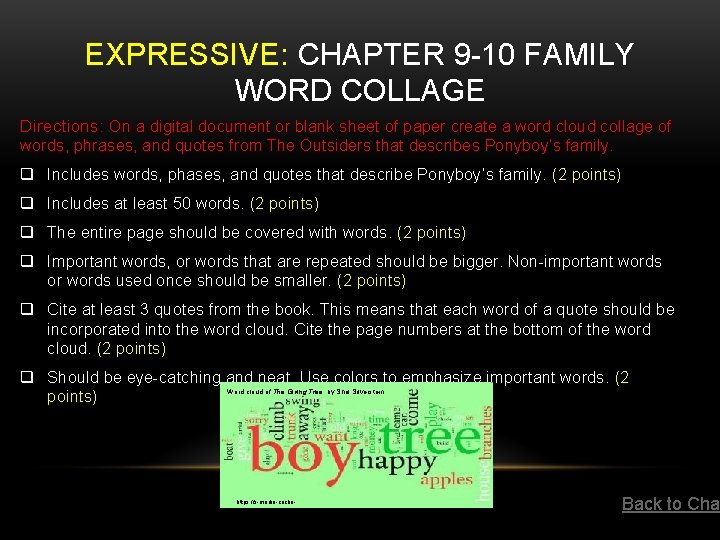 EXPRESSIVE: CHAPTER 9 -10 FAMILY WORD COLLAGE Directions: On a digital document or blank EXPRESSIVE: CHAPTER 9 -10 FAMILY WORD COLLAGE Directions: On a digital document or blank
