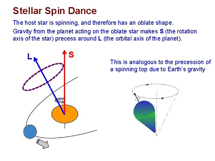 Stellar Spin Dance The host star is spinning, and therefore has an oblate shape.