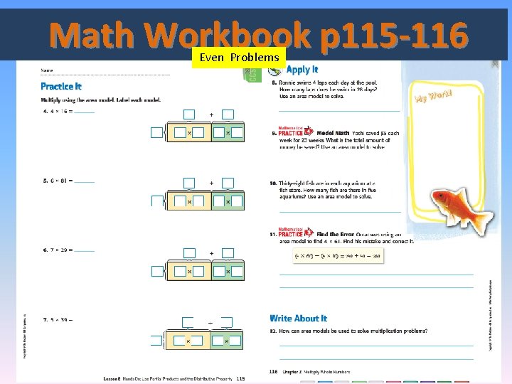  Math Workbook p 115 -116 Even Problems 