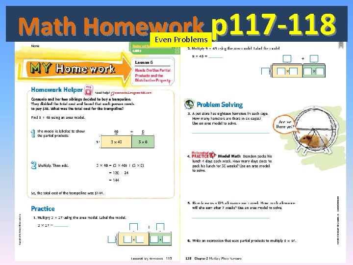 Math Homework p 117 -118 Even Problems 