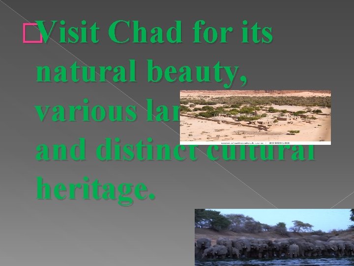 �Visit Chad for its natural beauty, various landmarks, and distinct cultural heritage. 