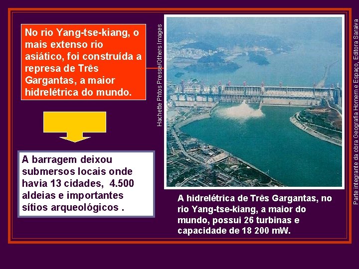 A hidrelétrica de Três Gargantas, no rio Yang-tse-kiang, a maior do mundo, possui 26