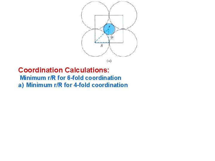 Coordination Calculations: Minimum r/R for 6 -fold coordination a) Minimum r/R for 4 -fold