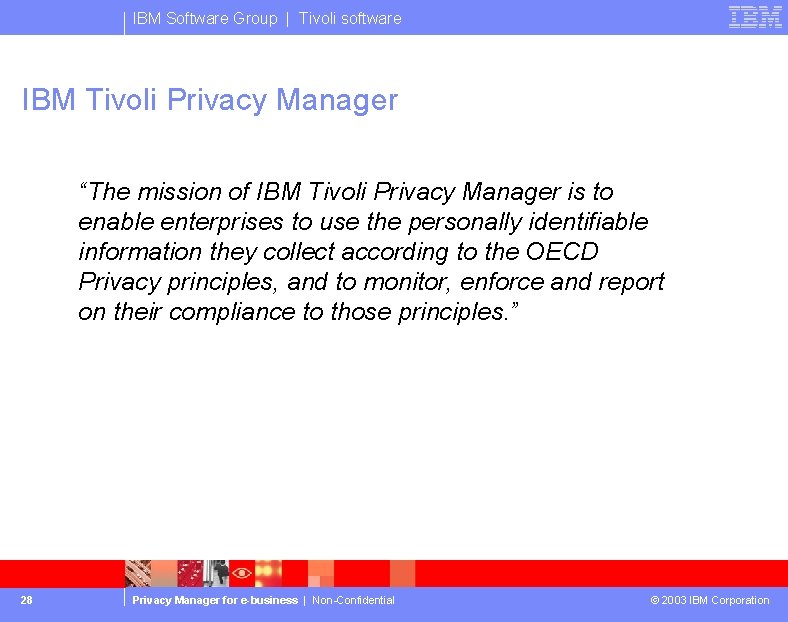 IBM Software Group | Tivoli software IBM Tivoli Privacy Manager “The mission of IBM