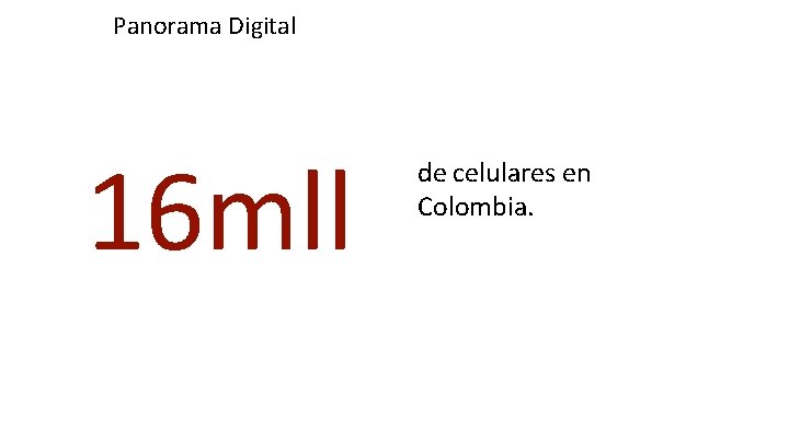 Panorama Digital 16 mll de celulares en Colombia. 