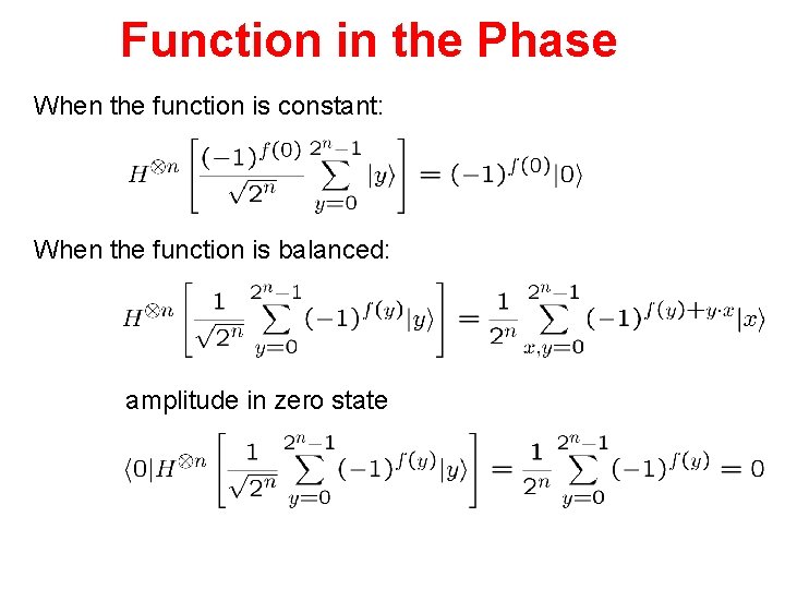 Function in the Phase When the function is constant: When the function is balanced: