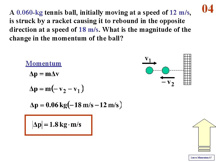 A 0. 060 -kg tennis ball, initially moving at a speed of 12 m/s,