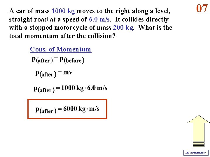 A car of mass 1000 kg moves to the right along a level, straight