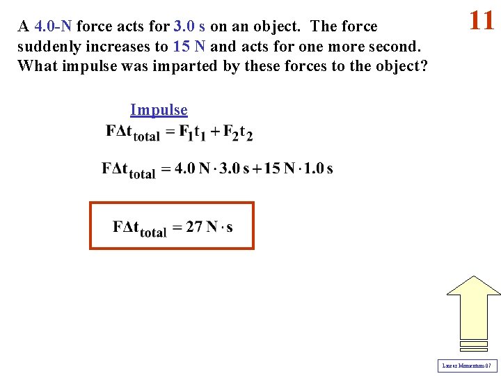 A 4. 0 -N force acts for 3. 0 s on an object. The