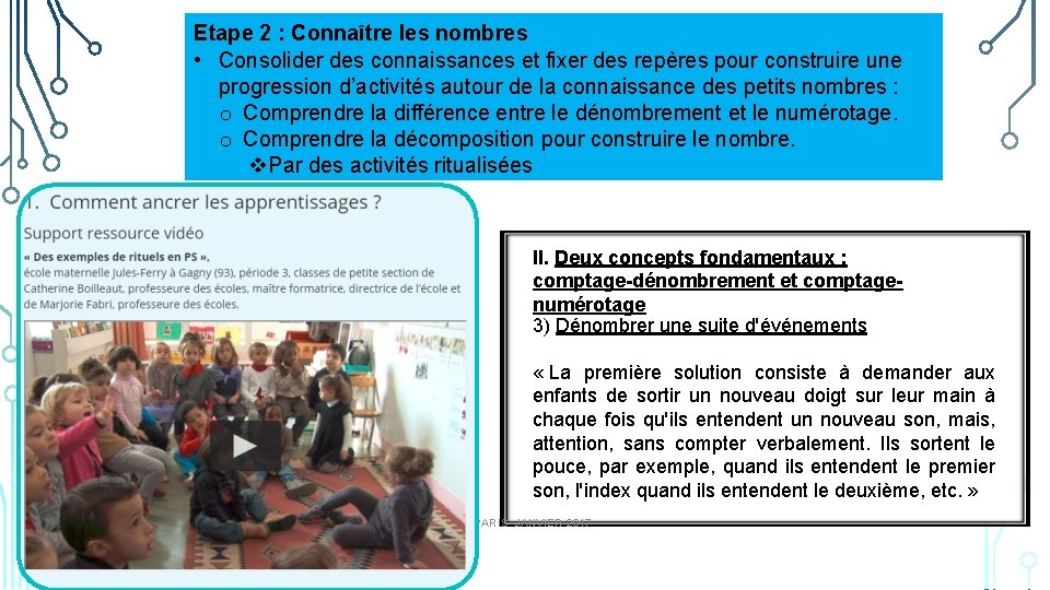 Etape 2 : Connaître les nombres • Consolider des connaissances et fixer des repères