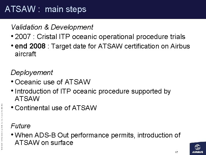 ATSAW : main steps © AIRBUS FRANCE S. A. S. Tous droits réservés. Document