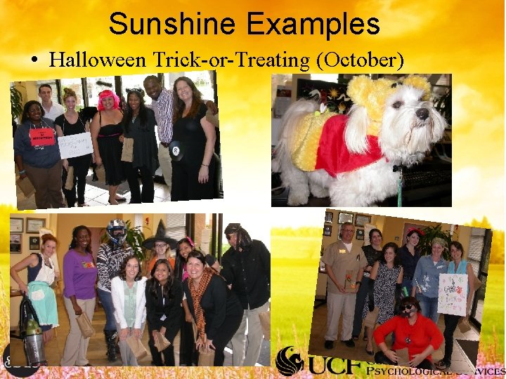 Sunshine Examples • Halloween Trick-or-Treating (October) 