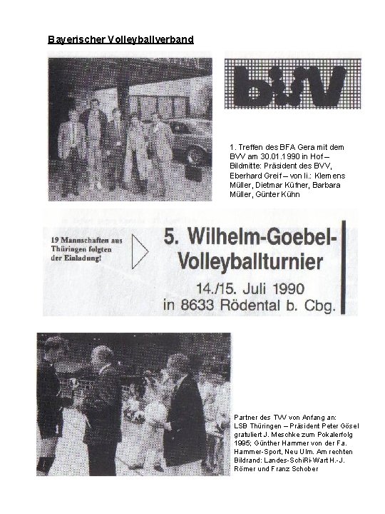Bayerischer Volleyballverband 1. Treffen des BFA Gera mit dem BVV am 30. 01. 1990