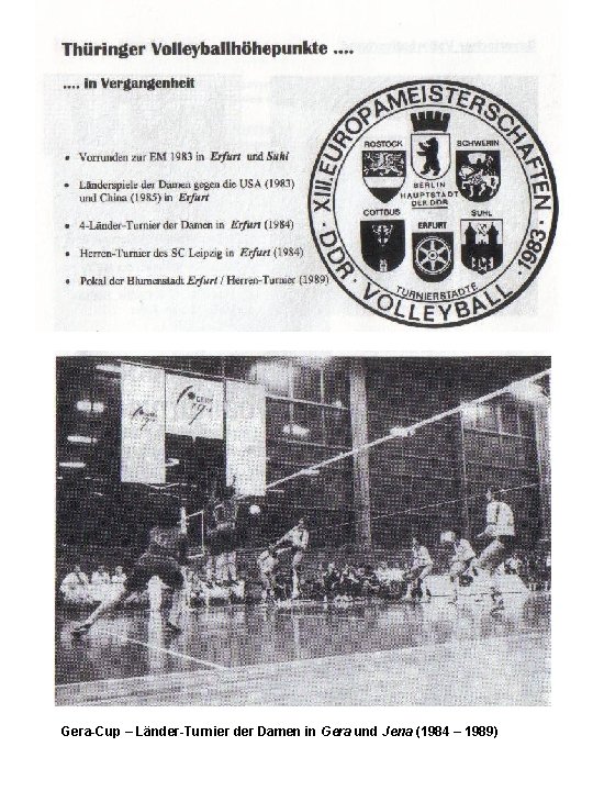 Gera-Cup – Länder-Turnier der Damen in Gera und Jena (1984 – 1989) 