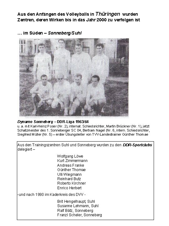 Aus den Anfängen des Volleyballs in Thüringen wurden Zentren, deren Wirken bis in das