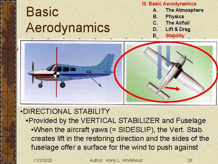 Basic Aerodynamics Aircraft Stability III. Basic Aerodynamics A. The Atmosphere B. Physics C. The