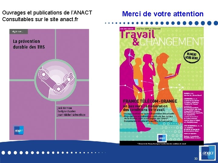 Ouvrages et publications de l’ANACT Consultables sur le site anact. fr Merci de votre