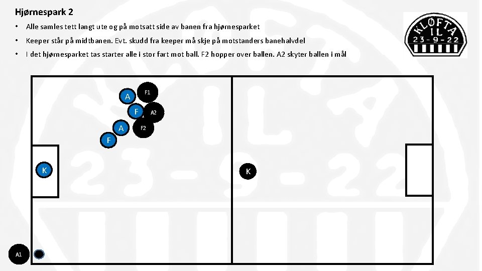 Hjørnespark 2 • Alle samles tett langt ute og på motsatt side av banen