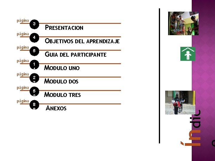 página página 3 PRESENTACION 4 OBJETIVOS DEL APRENDIZAJE 5 GUIA DEL PARTICIPANTE 1 4