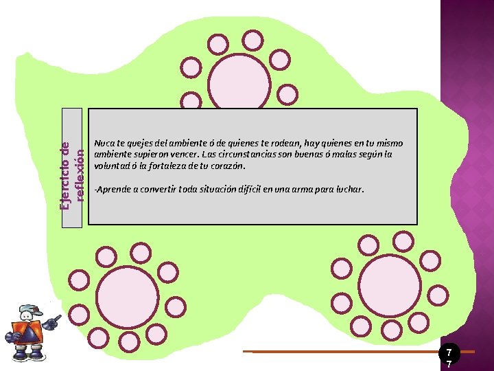 Ejercicio de reflexión Nuca te quejes del ambiente ó de quienes te rodean, hay