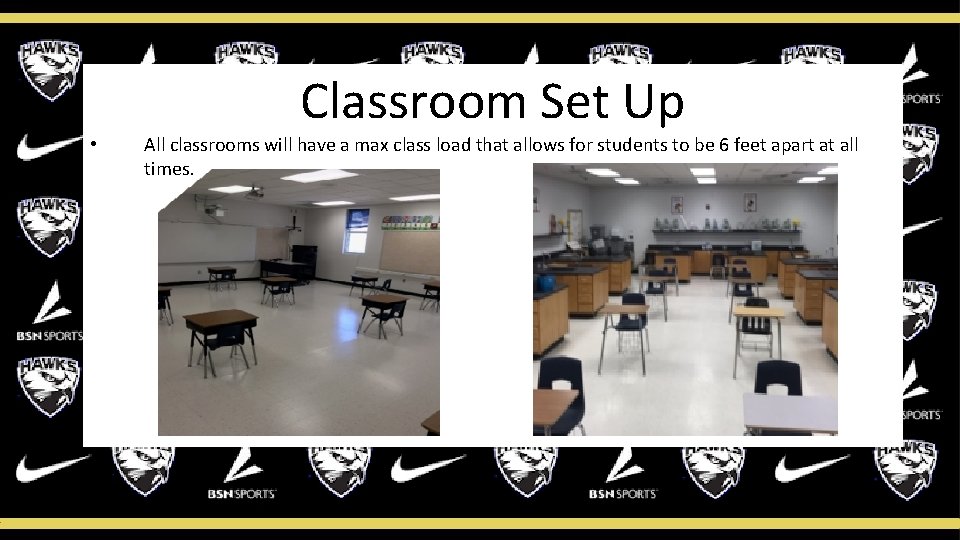  • Classroom Set Up All classrooms will have a max class load that