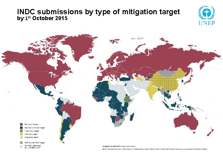 INDC submissions by type of mitigation target by 1 st October 2015 