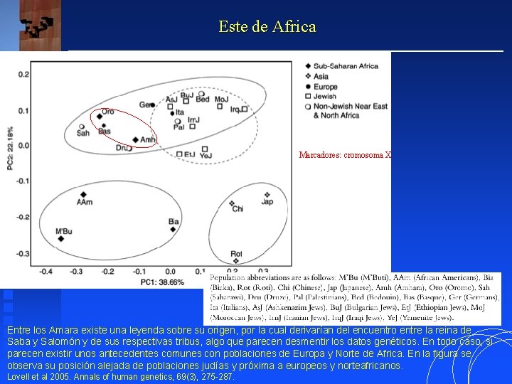 Este de Africa Marcadores: cromosoma X Entre los Amara existe una leyenda sobre su