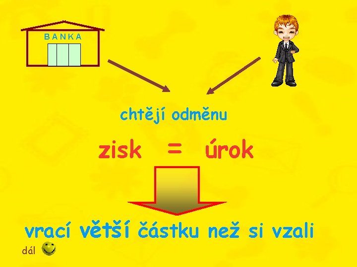 BANKA chtějí odměnu zisk = úrok vrací větší částku než si vzali dál 