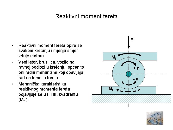 Reaktivni moment tereta F • • • Reaktivni moment tereta opire se svakom kretanju