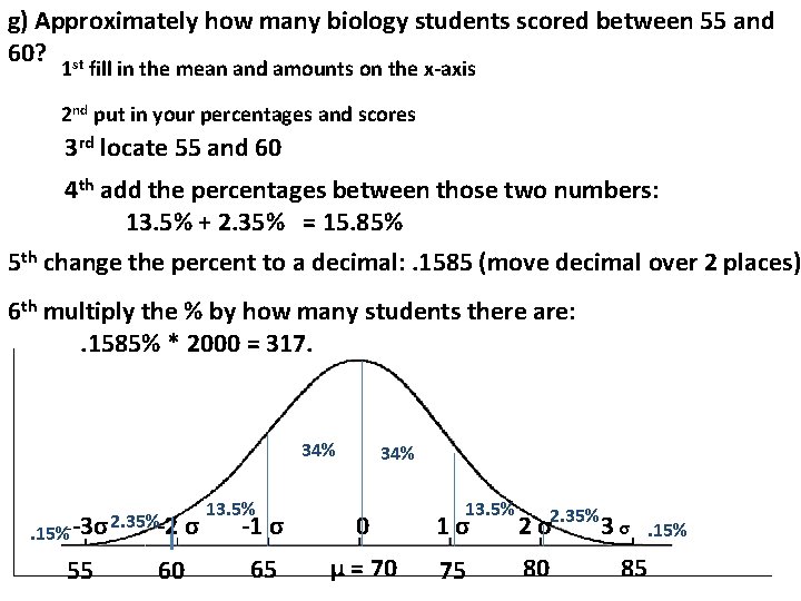 g) Approximately how many biology students scored between 55 and 60? st 1 fill