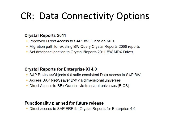 CR: Data Connectivity Options 